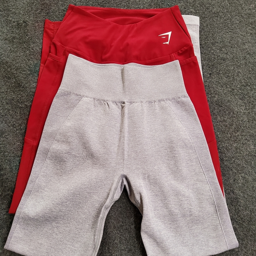 Red and Gray Gymshark Leggings